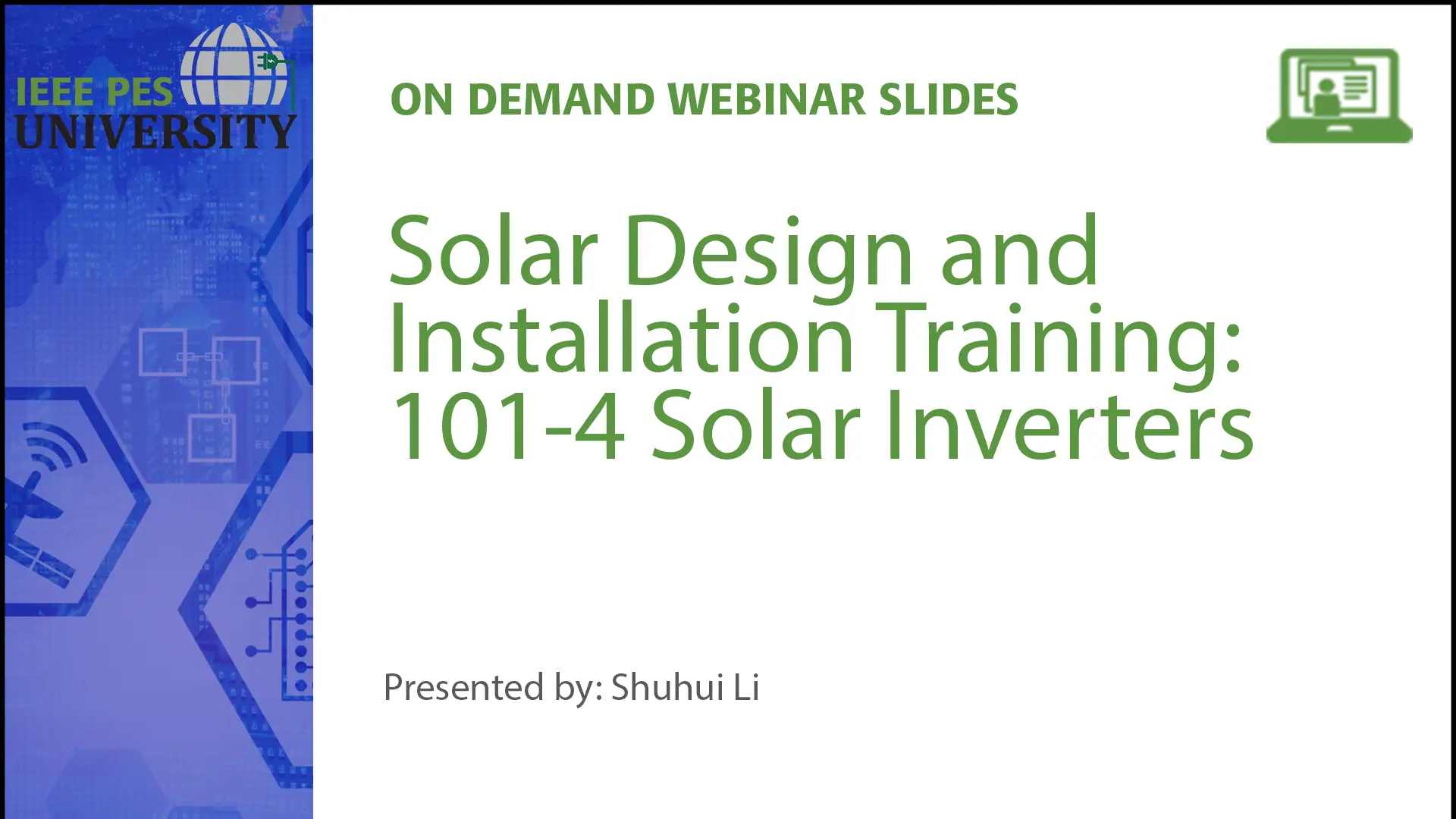 Solar Design and Installation Training – 101-4: Solar Inverters (Slides)