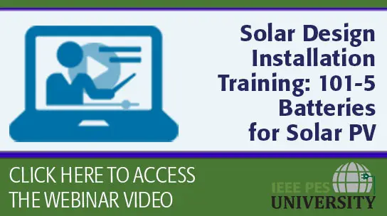 Solar Design Installation Training: 101-5 Batteries for Solar PV Systems (Video)