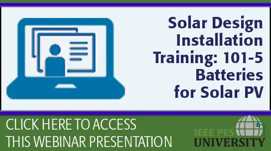 Solar Design Installation Training: 101-5 Batteries for Solar PV Systems (Slides)