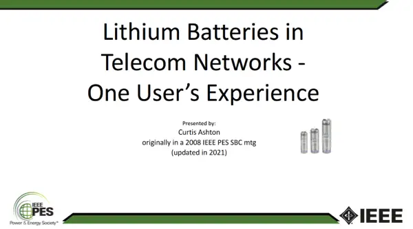 Telecom User Experience with Li-based Batteries (Slides)