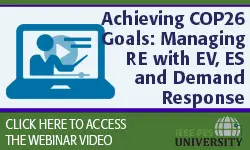 Achieving COP26 Goals: Managing RE with EV, ES and Demand Response (Video)