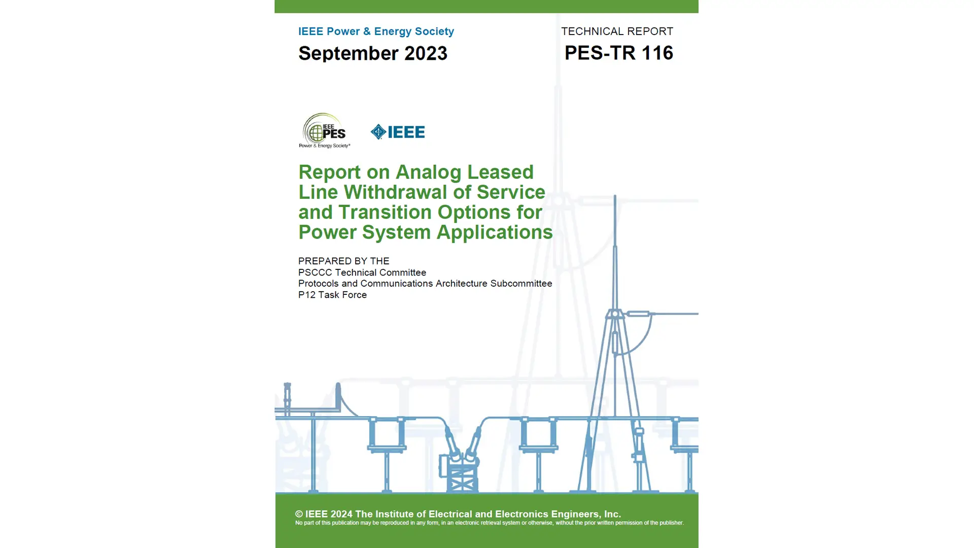 Report on Analog Leased Line Withdrawal of Service and Transition Options for Power System Applications (TR 116)