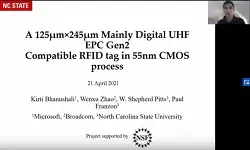 A 125 um x 245 um Mainly Digital UHF EPC Gen2 Compatible RFID tag in 55nm CMOS Process