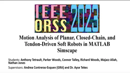 Motion Analysis of Planar, Closed-Chain, and Tendon-Driven Soft Robots in MATLAB Simscape