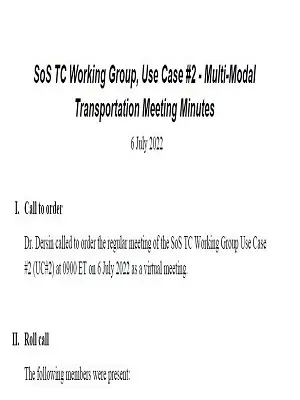 SoS TC Working Group, Use Case #2 - Multi Modal Transportation Meeting Minutes