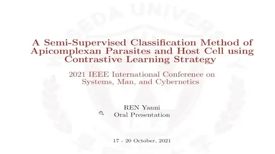 A Semi Supervised Classification Method of Apicomplexan Parasites and Host Cell Using Contrastive Learning Strategy