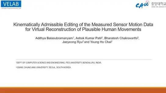 Kinematically Admissible Editing of the Measured Sensor Motion Data for Virtual Reconstruction of Plausible Human Movements