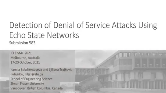 Detection of Denial of Service Attacks Using Echo State Networks