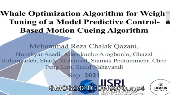 Whale Optimization Algorithm for Weight Tuning of a Model Predictive Control Based Motion Cueing Algorithm 