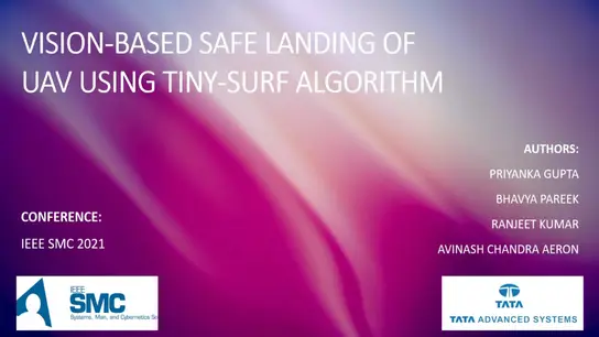 Vison-Based Safe Landing of UAV Using Tiny Surf Algorithm