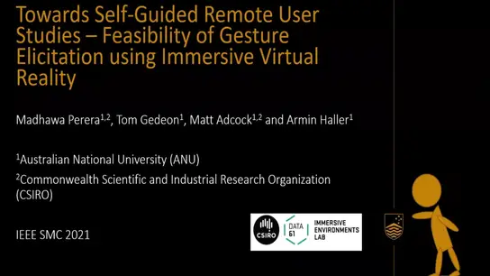 Towards Self Guided Remote User Studies-Feasibility of Gesture Elicitation Using Immersive Virtual Reality