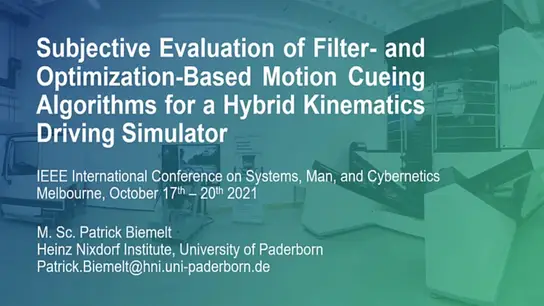 Subjective Evaluation of Filter and Optimization Based Motion Cueing Algorithms for a Hybrid Kinematics Driving Simulator