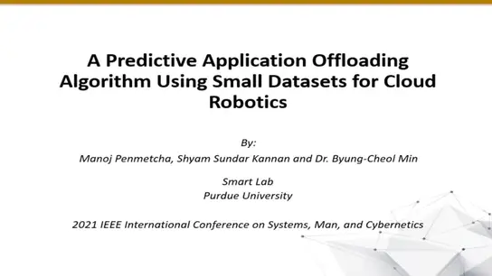 A Predictive Application Offloading Algorithm Using Small Datasets for Cloud Robotics