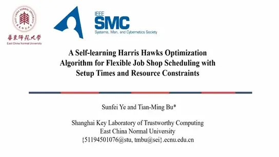 A Self-Learning Harris Hawks Optimization Algorithm for Flexible Job Shop Scheduling with Setup Times and Resource Constraints