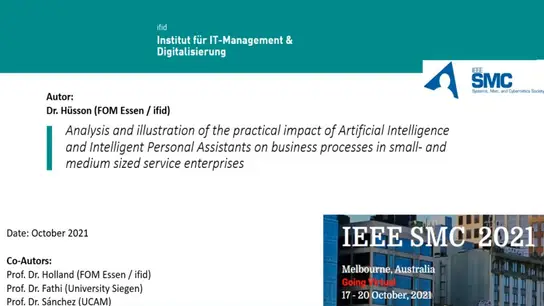 Analysis and Illustration of the Practical Impact of Artificial Intelligence and Intelligent Personal Assistants on Business Processes in Small and Medium Sized Service Enterprises