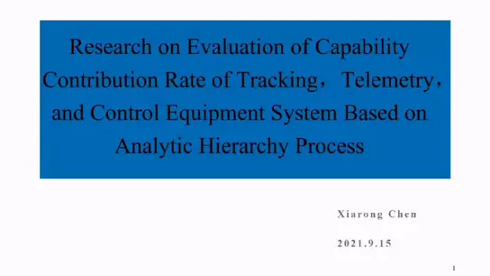 Research on Evaluation of Capability Contribution Rate of Tracking, Telemetry, and Control Equipment System Based on Analytic Hierarchy Process 