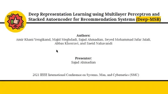 Deep Representation Learning using Multilayer Perception and Stacked Autoencoder for Recommendation Systems (Deep-MSR) 