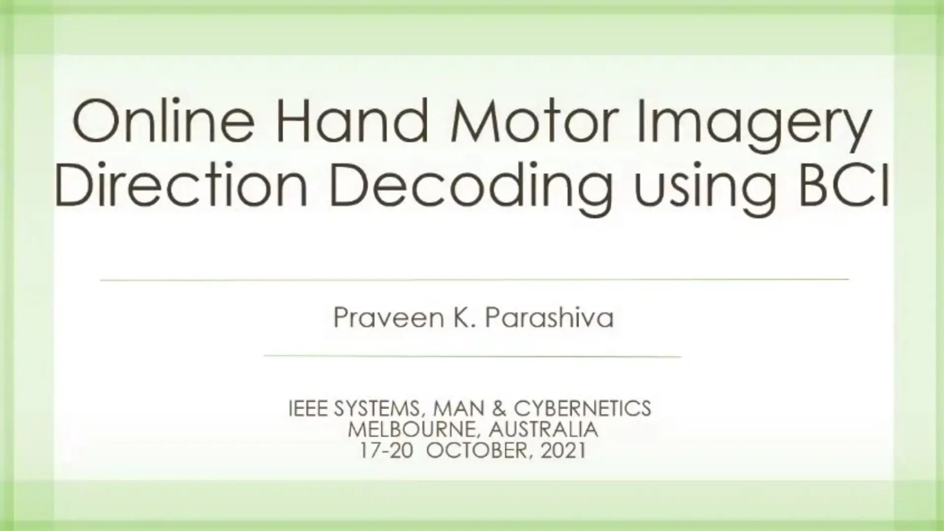 Online Hand Motor Imagery Direction Decoding Using BCI