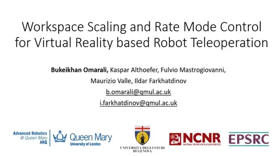 Workspace Scaling and Rate Mode Control for Virtual Reality based Robot Teleoperation 