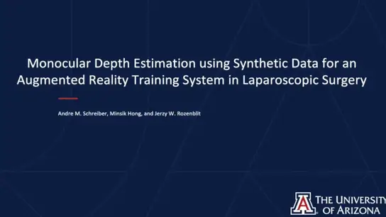 Monocular Depth Estimation using Synthetic Data for an Augmented Reality Training System in Laparoscopic Surgery