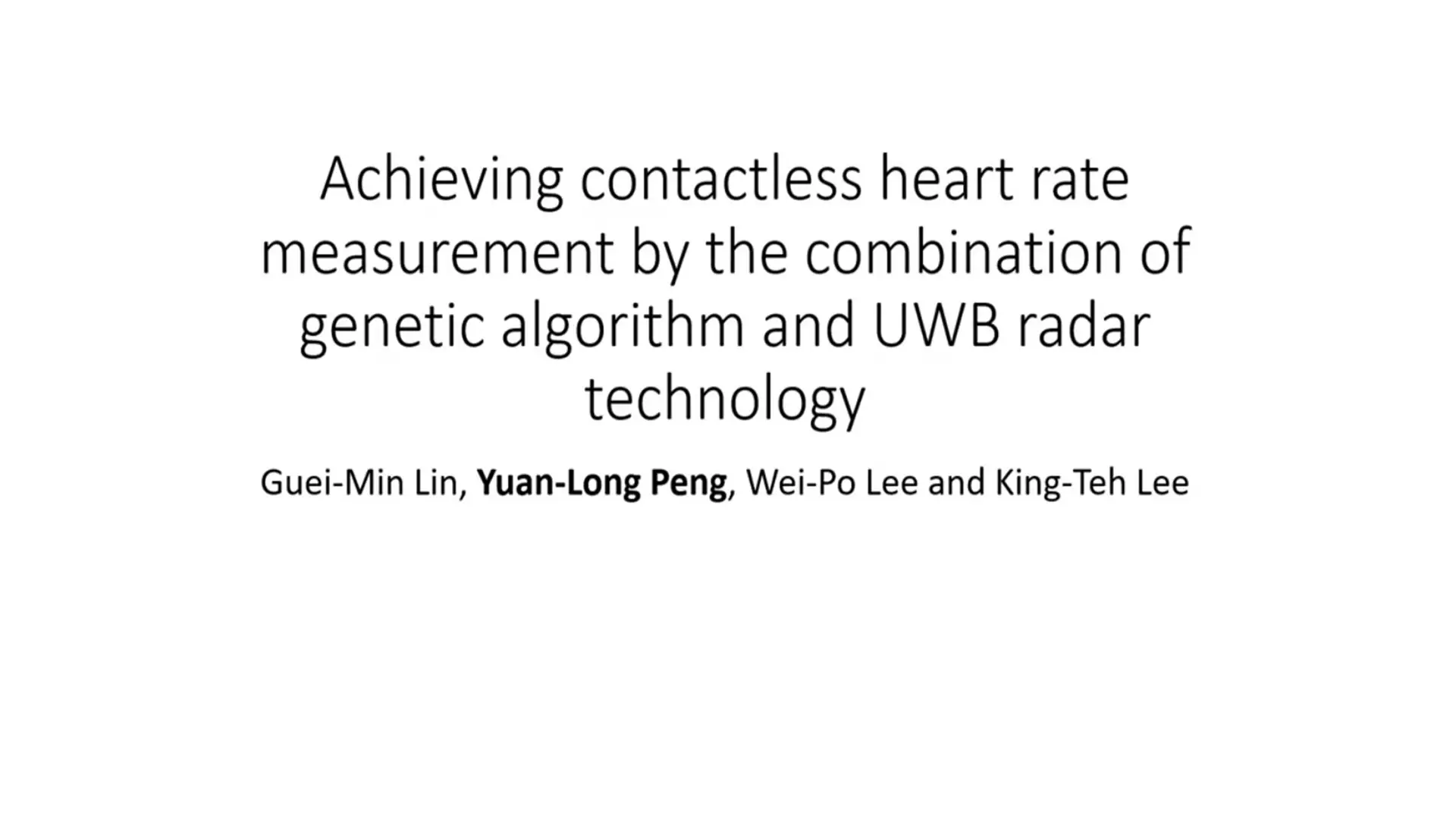 Achieving Contactless Heart Rate Measurement by the Combination of Genetic Algorithm and UWB Radar Technology