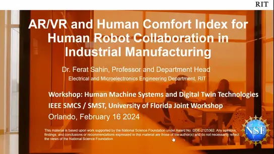 AR/VR and Human Comfort Index for Human Robot Collaboration in Industrial Manufacturing