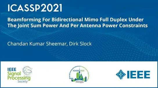 Beamforming For Bidirectional Mimo Full Duplex Under The Joint Sum Power And Per Antenna Power Constraints