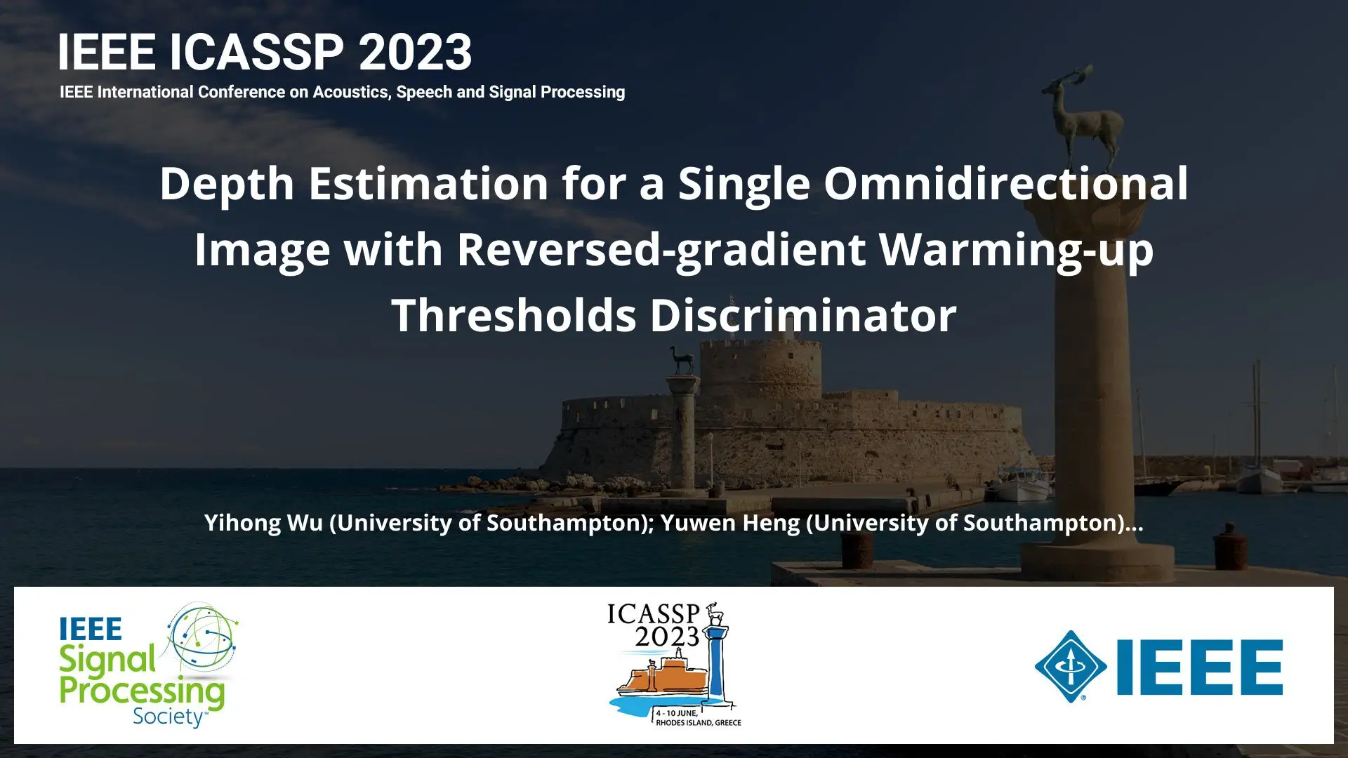 Depth Estimation for a Single Omnidirectional Image with Reversed-gradient Warming-up Thresholds Discriminator