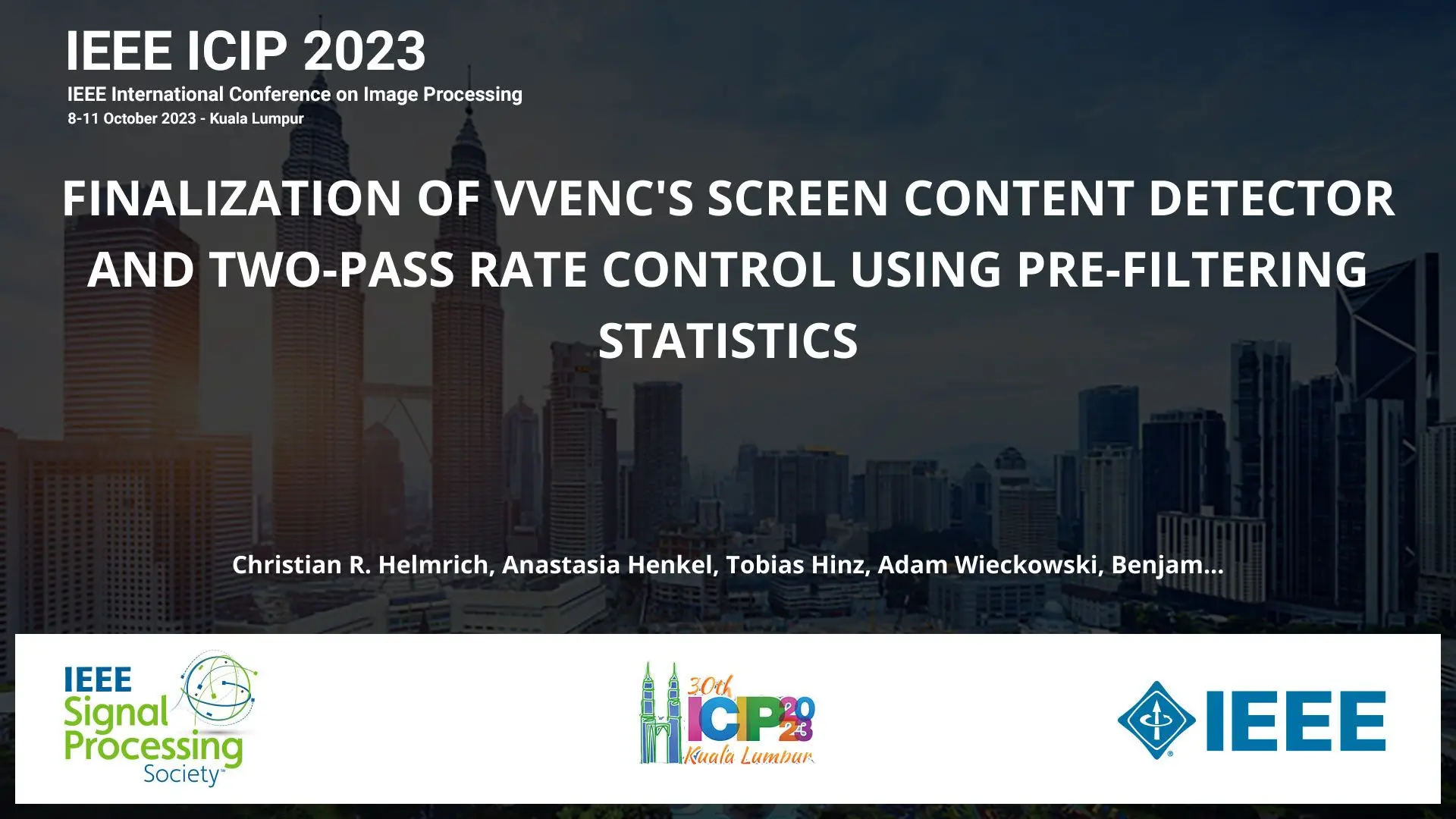 FINALIZATION OF VVENC'S SCREEN CONTENT DETECTOR AND TWO-PASS RATE CONTROL USING PRE-FILTERING STATISTICS