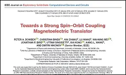 Towards a Strong Spin Orbit Coupling Magnetoelectric Transistor