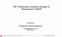 RF Transceiver System Design in Nanometer CMOS Video