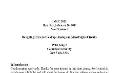 Designing Ultra Low Voltage Analog and Mixed Signal Circuits Transcript