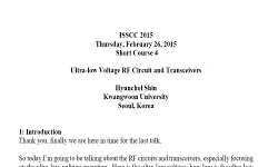 Ultra low Voltage RF Circuit and Transceivers Transcript