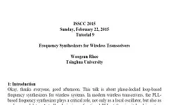 Frequency Synthesizers for Wireless Transceivers Transcript