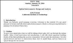 Optical Interconnects: Design and Analysis Transcript