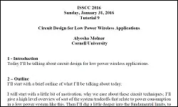 Circuit Design for Low Power Wireless Applications Transcript