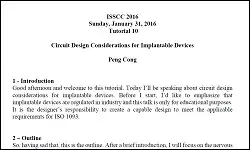 Circuit Design Considerations for Implantable Devices Transcript