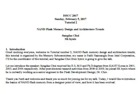 NAND Flash Memory Design and Architecture Trends Transcript