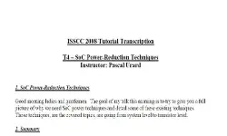 SoC Power Reduction Techniques Transcript