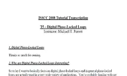 Tutorial on Digital Phase Locked Loops Transcript