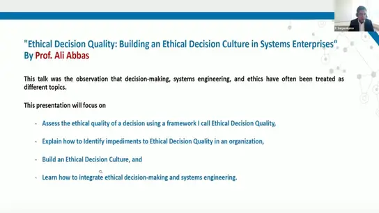 Ethical Decision Quality: Building an Ethical Decision Culture in Systems Enterprises 