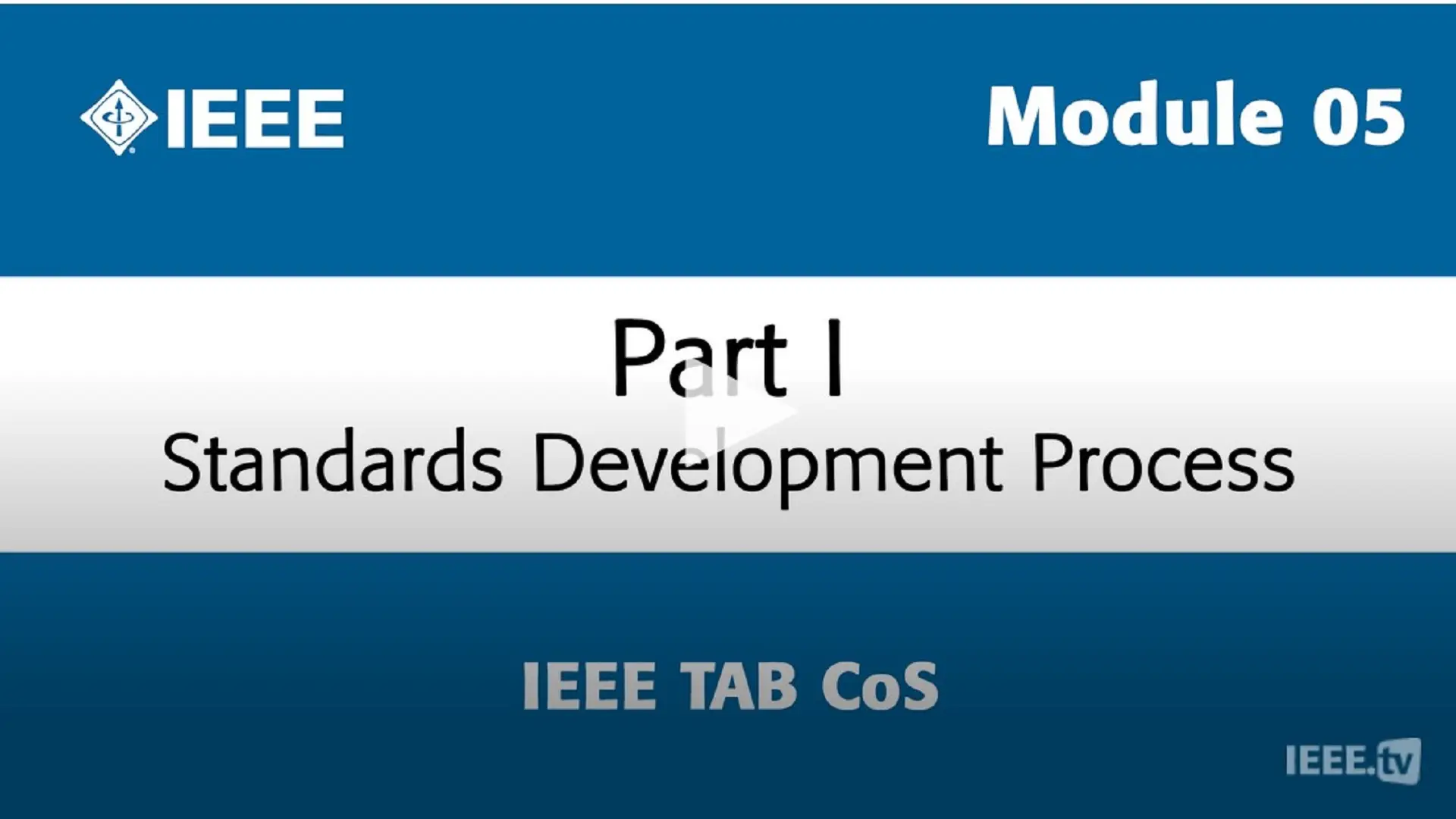 Module 05 - Standards Development: Pt. I - TAB CoS