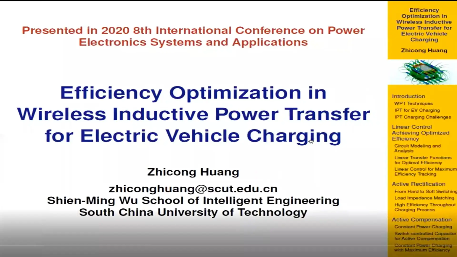 Efficiency Optimization in Wireless Inductive Power Transfer for Electric Vehicle ChargingVideo